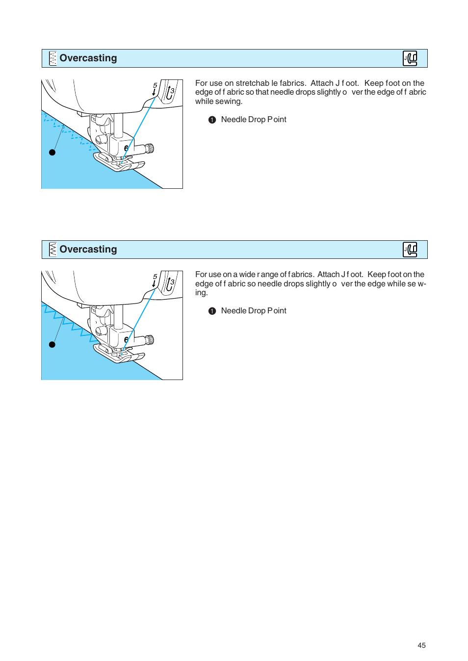 Overcasting | Brother PE 400D User Manual | Page 48 / 112