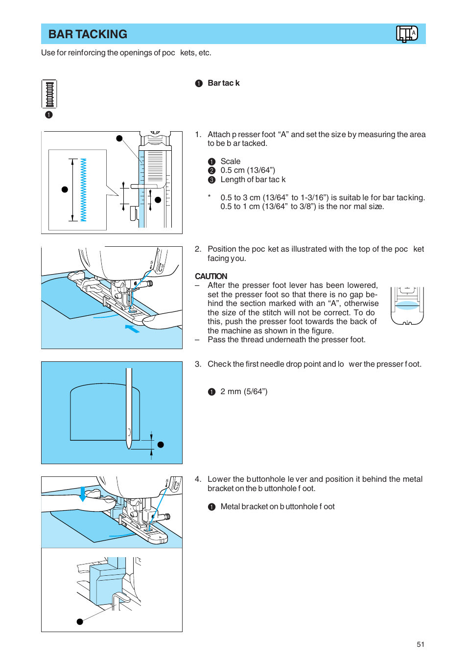 Bar tacking | Brother PE 400D User Manual | Page 54 / 112