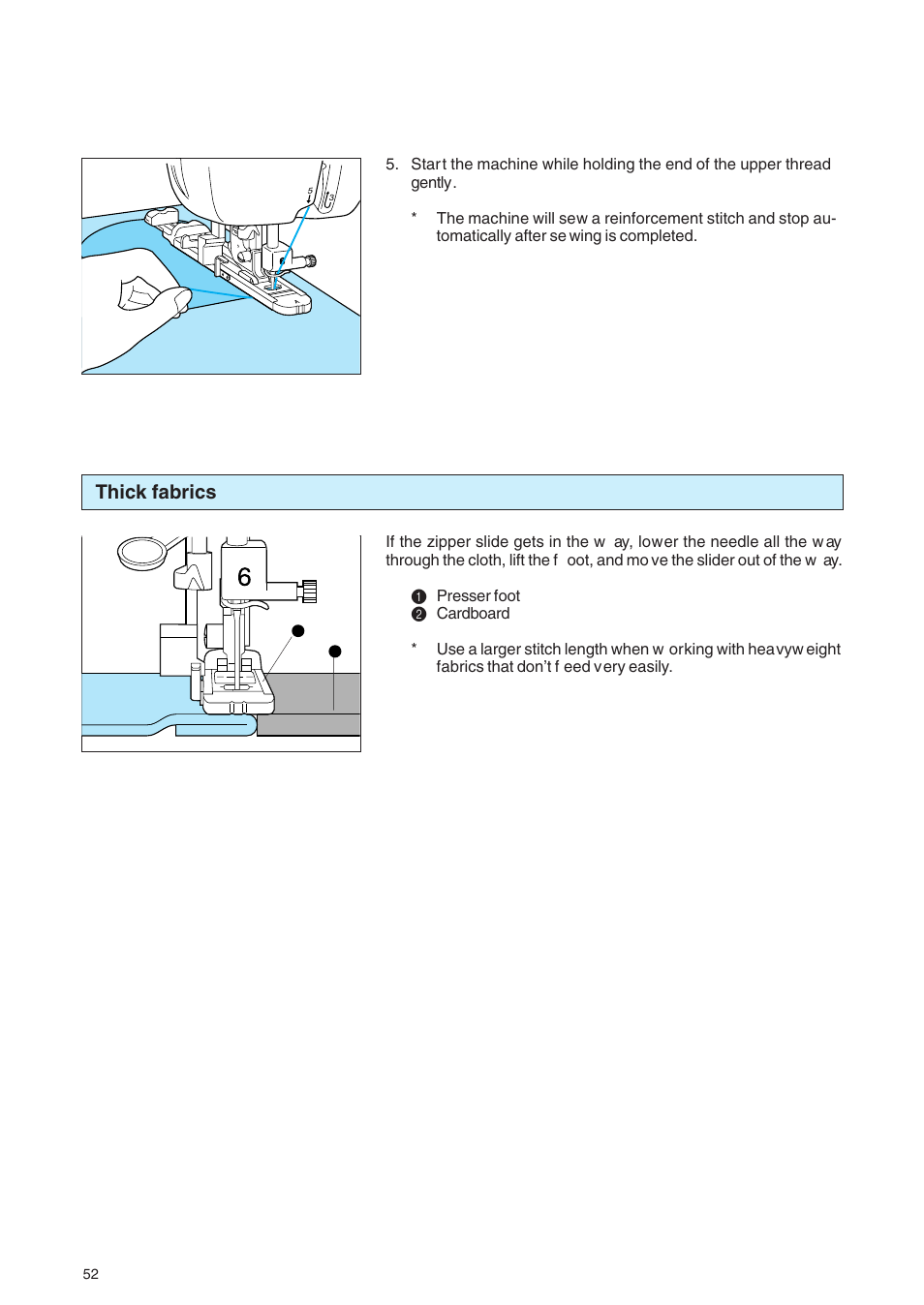 Thick fabrics | Brother PE 400D User Manual | Page 55 / 112