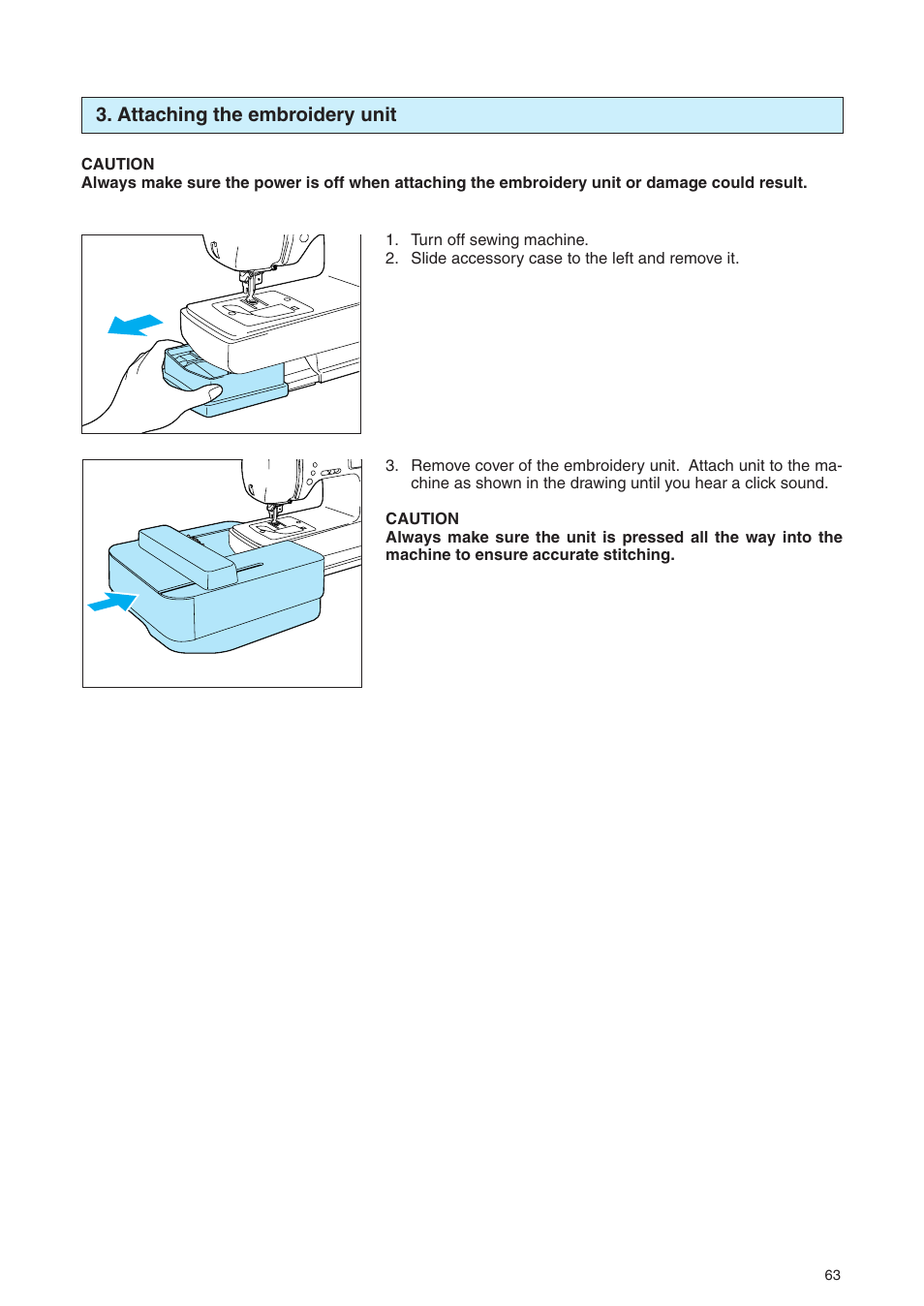 Attaching the embroidery unit | Brother PE 400D User Manual | Page 66 / 112