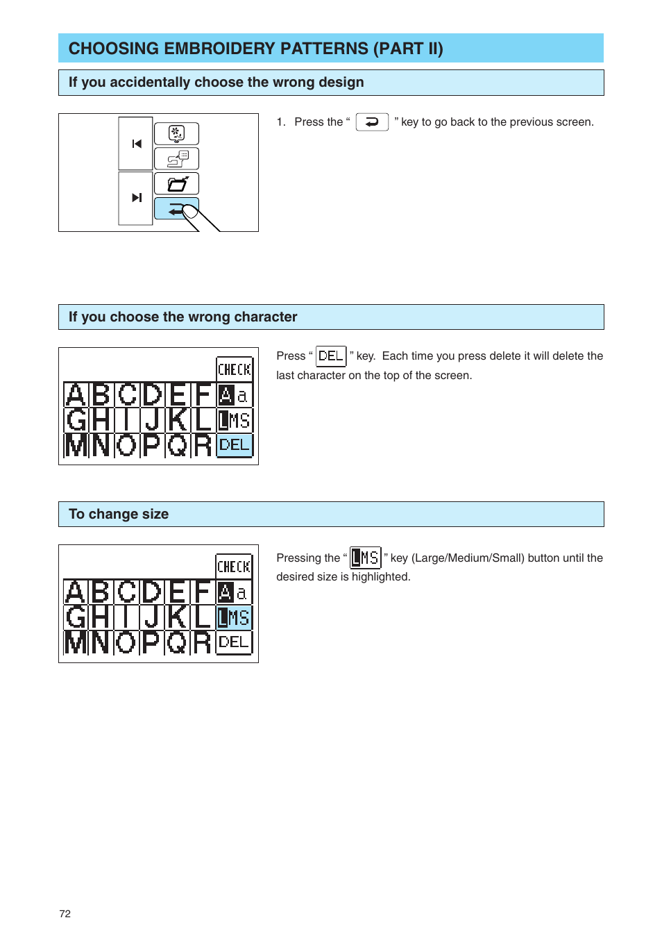 Choosing embroidery patterns (part ii) | Brother PE 400D User Manual | Page 75 / 112