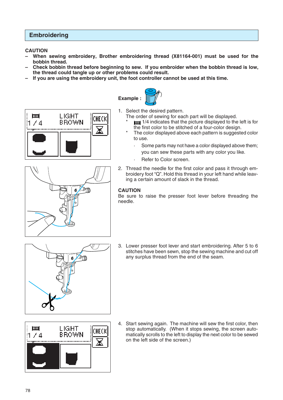 Embroidering | Brother PE 400D User Manual | Page 81 / 112