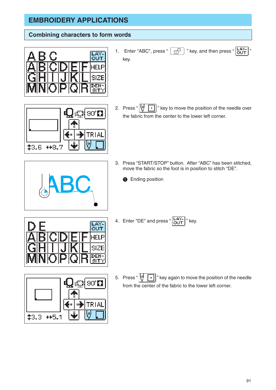 Embroidery applications | Brother PE 400D User Manual | Page 94 / 112