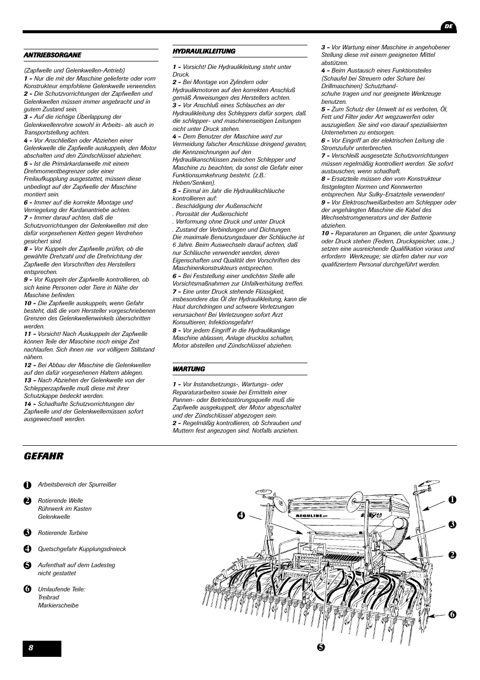 Gefahr | Sulky Reguline SPI User Manual | Page 10 / 111