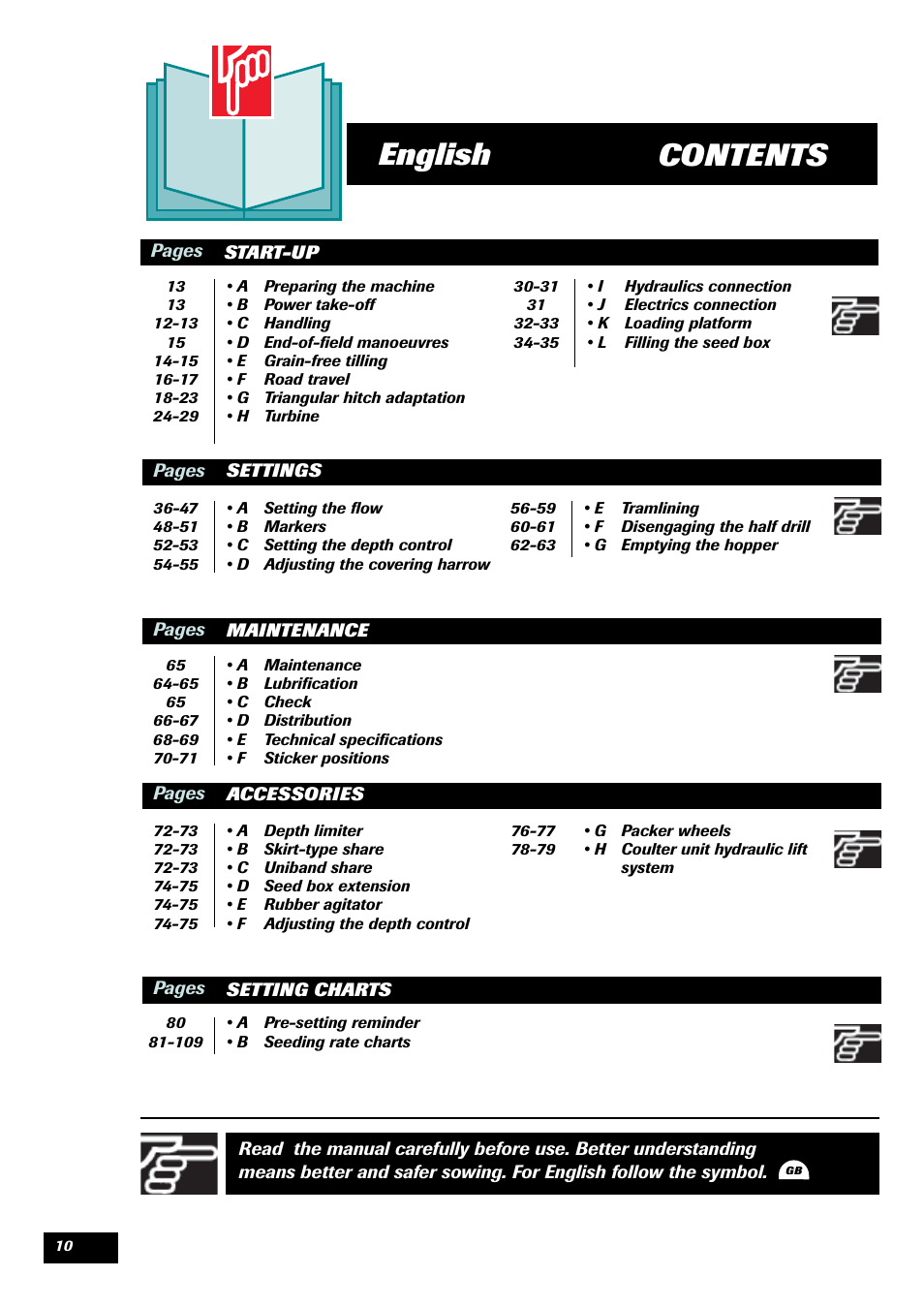 Contents english | Sulky Reguline SPI User Manual | Page 12 / 111