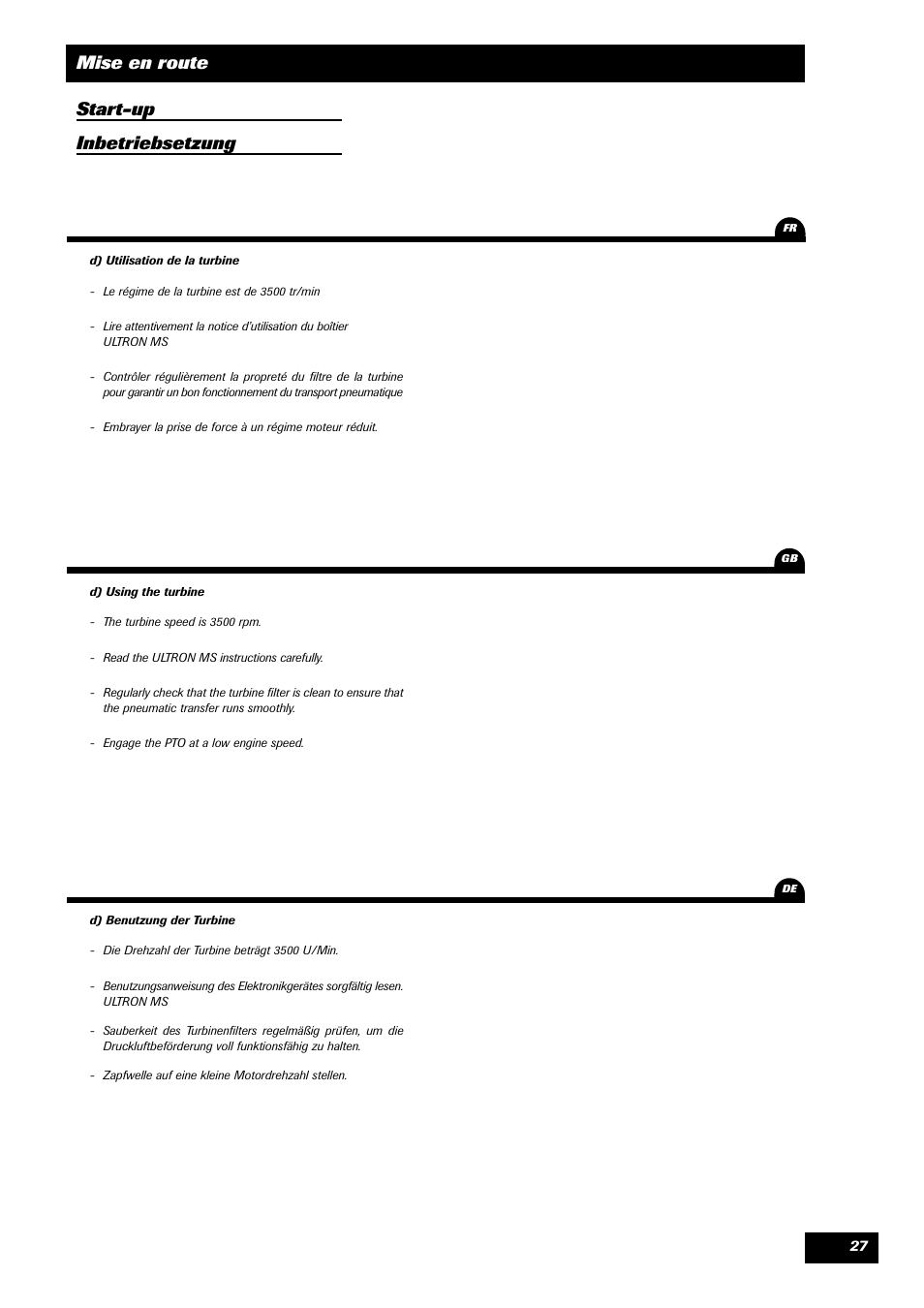 Mise en route start-up inbetriebsetzung | Sulky Reguline SPI User Manual | Page 29 / 111