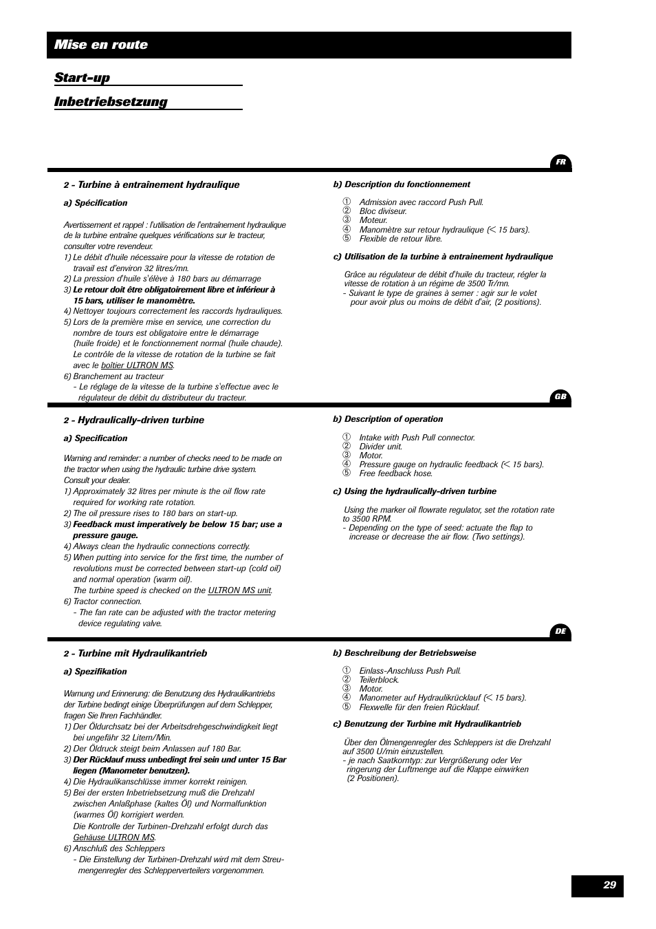 Mise en route start-up inbetriebsetzung | Sulky Reguline SPI User Manual | Page 31 / 111