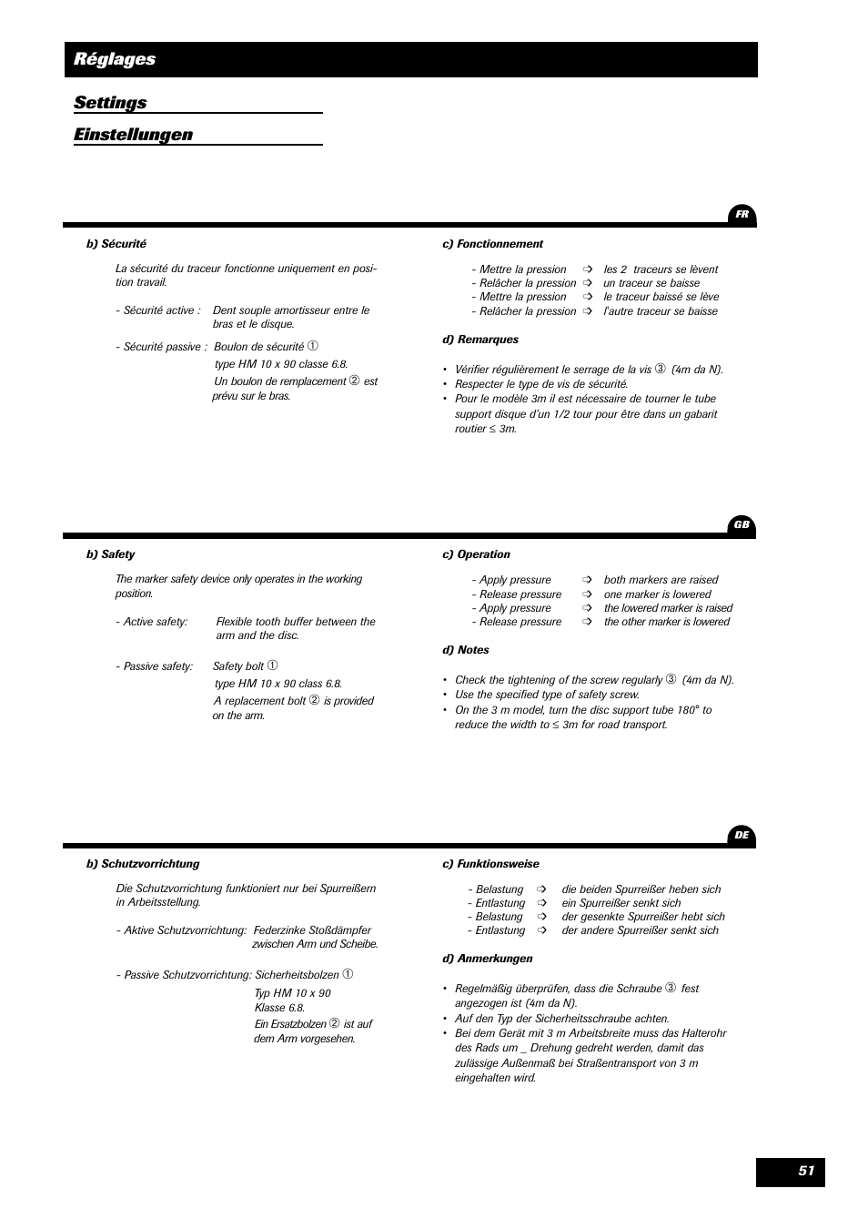 Réglages settings einstellungen | Sulky Reguline SPI User Manual | Page 53 / 111