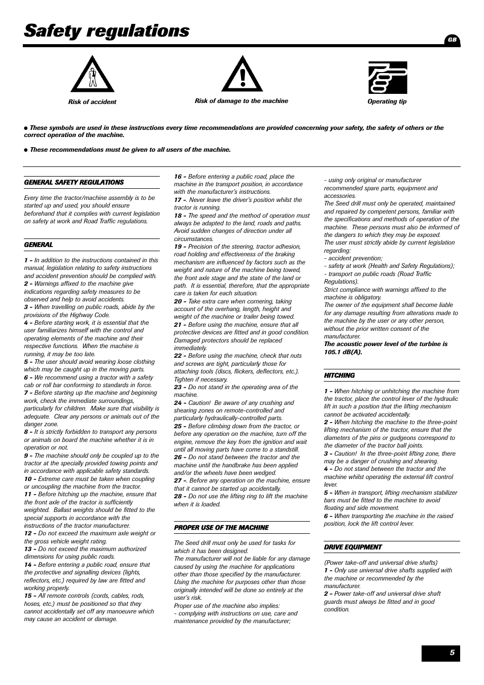 Safety regulations | Sulky Reguline SPI User Manual | Page 7 / 111