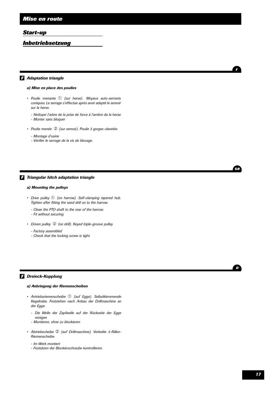 Mise en route start-up inbetriebsetzung | Sulky SPI Regul-line User Manual | Page 19 / 94
