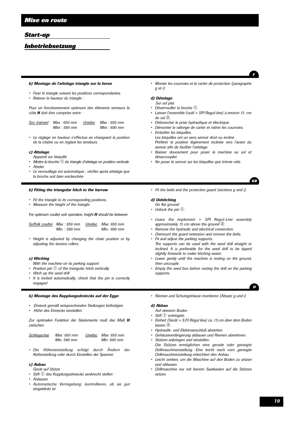 Mise en route start-up inbetriebsetzung | Sulky SPI Regul-line User Manual | Page 21 / 94