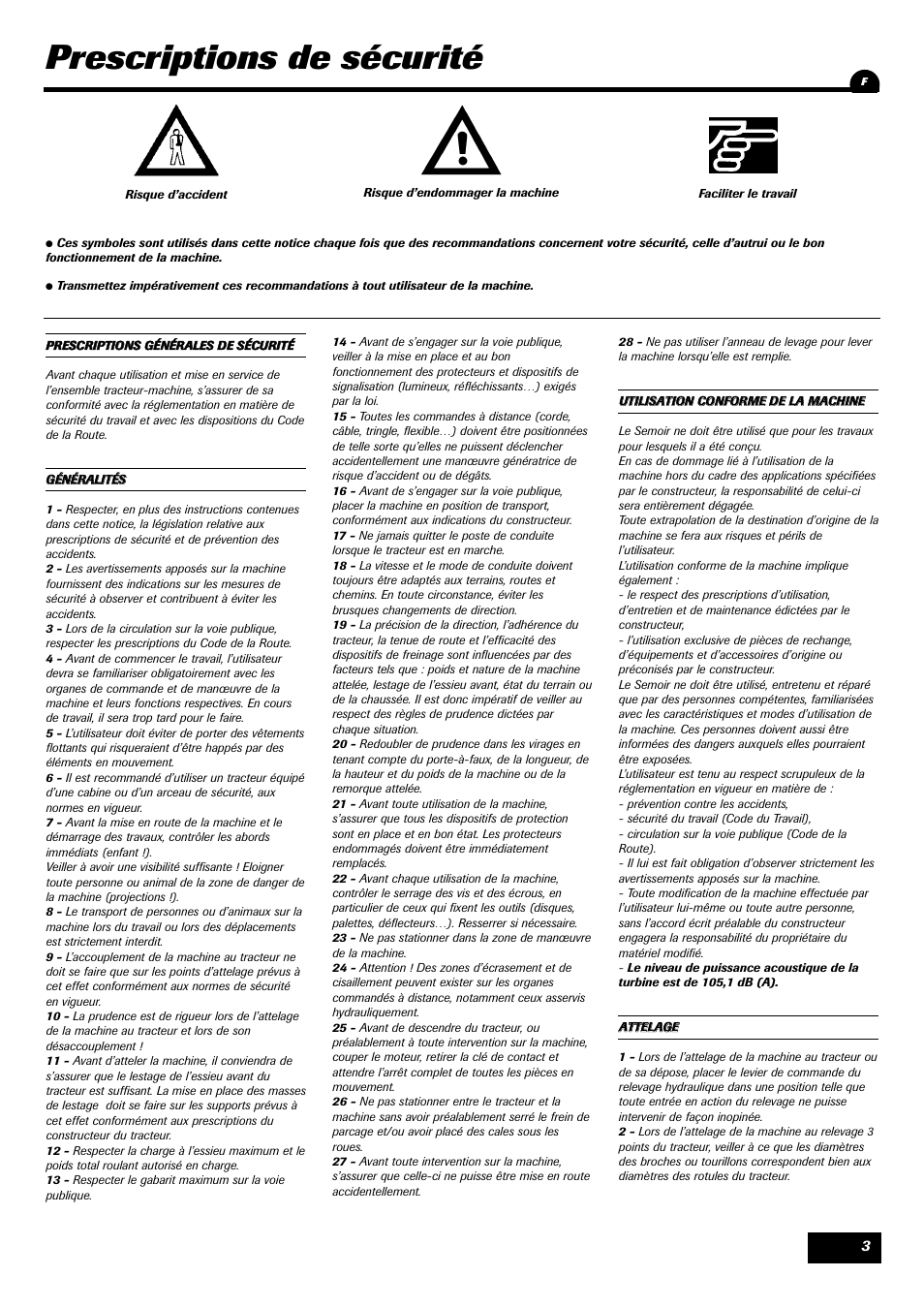 Prescriptions de sécurité | Sulky SPI Regul-line User Manual | Page 5 / 94