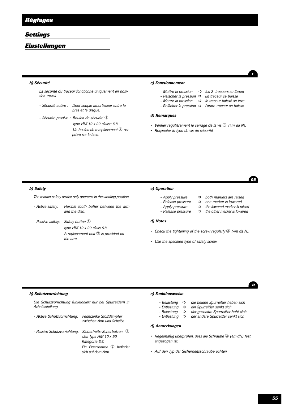 Réglages settings einstellungen | Sulky SPI Regul-line User Manual | Page 57 / 94