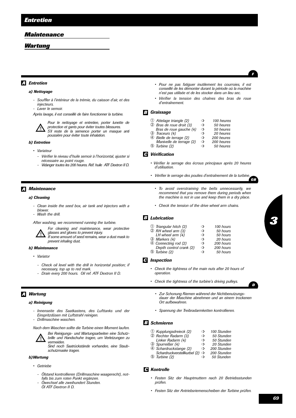 Entretien maintenance wartung | Sulky SPI Regul-line User Manual | Page 71 / 94