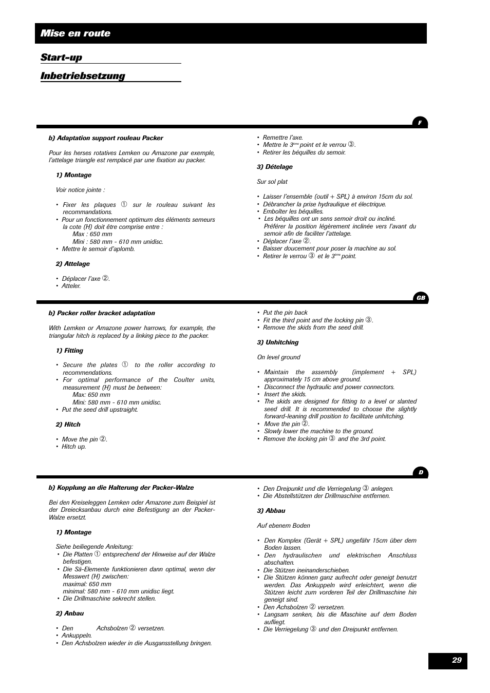 Mise en route start-up inbetriebsetzung | Sulky SPL User Manual | Page 31 / 98