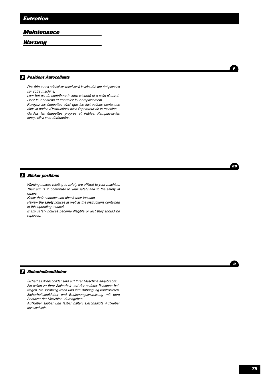 Entretien maintenance wartung | Sulky SPL User Manual | Page 77 / 98