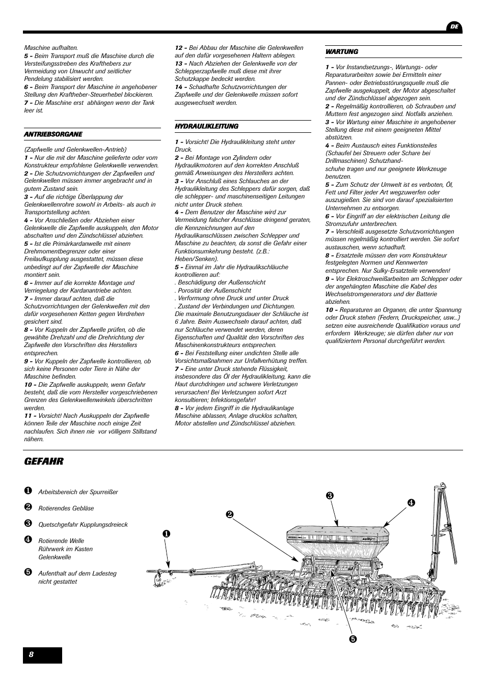 Gefahr | Sulky Reguline Solo User Manual | Page 10 / 111