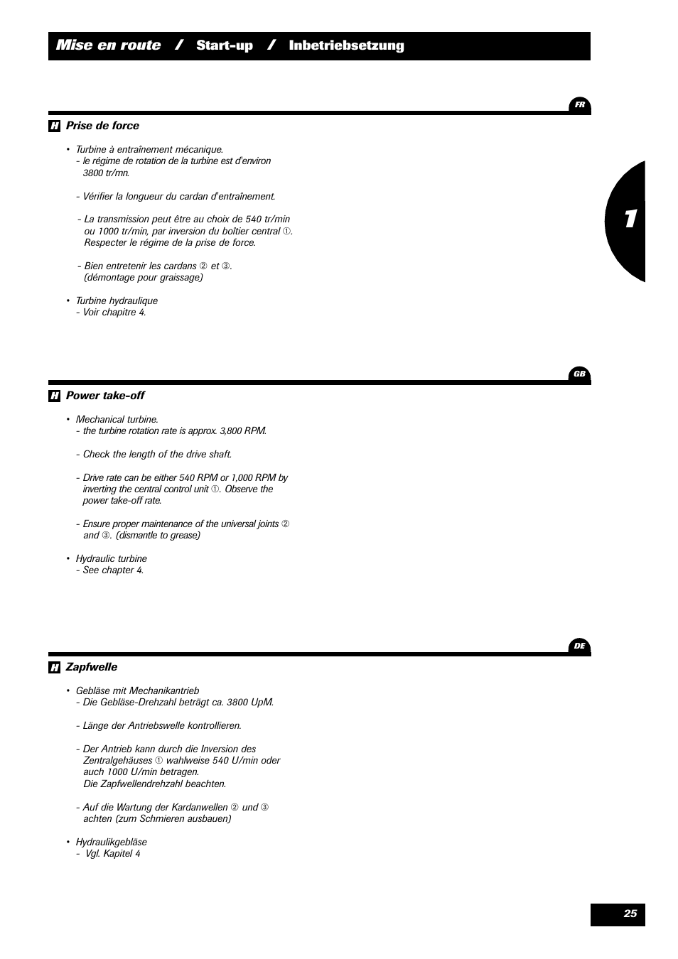 Mise en route, Start-up, Inbetriebsetzung | Sulky Reguline Solo User Manual | Page 27 / 111