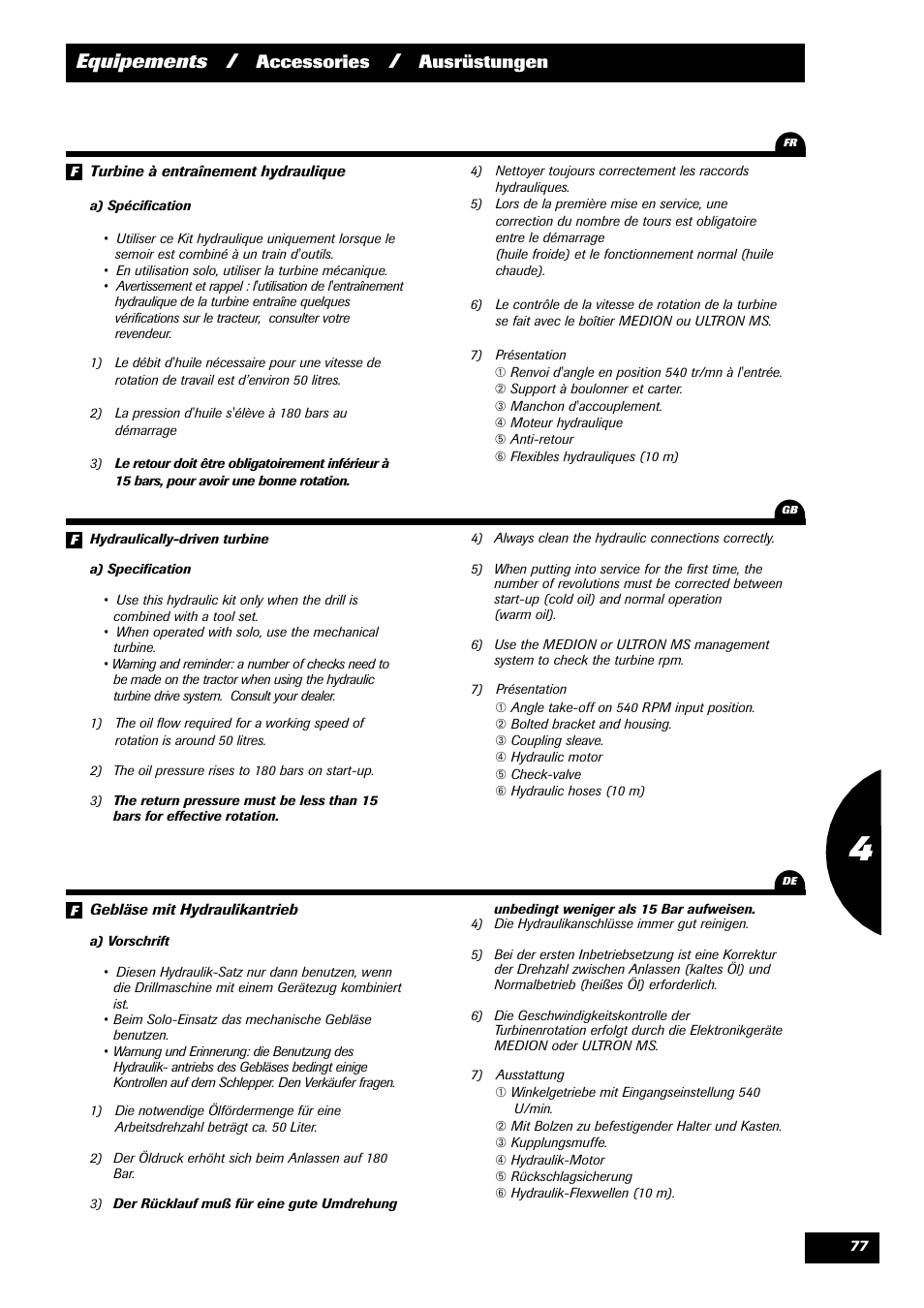 Equipements, Accessories, Ausrüstungen | Sulky Reguline Solo User Manual | Page 79 / 111