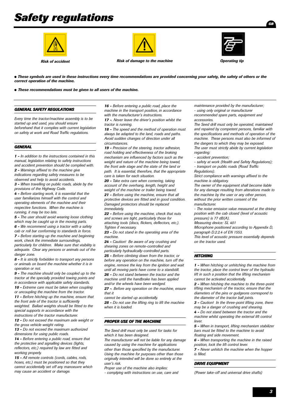 Safety regulations | Sulky Reguline Solo User Manual | Page 5 / 113