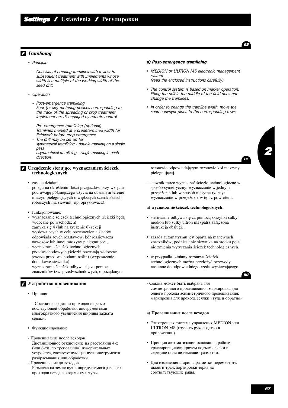 Ssettings / ustawienia / регулировки | Sulky Reguline Solo User Manual | Page 59 / 113
