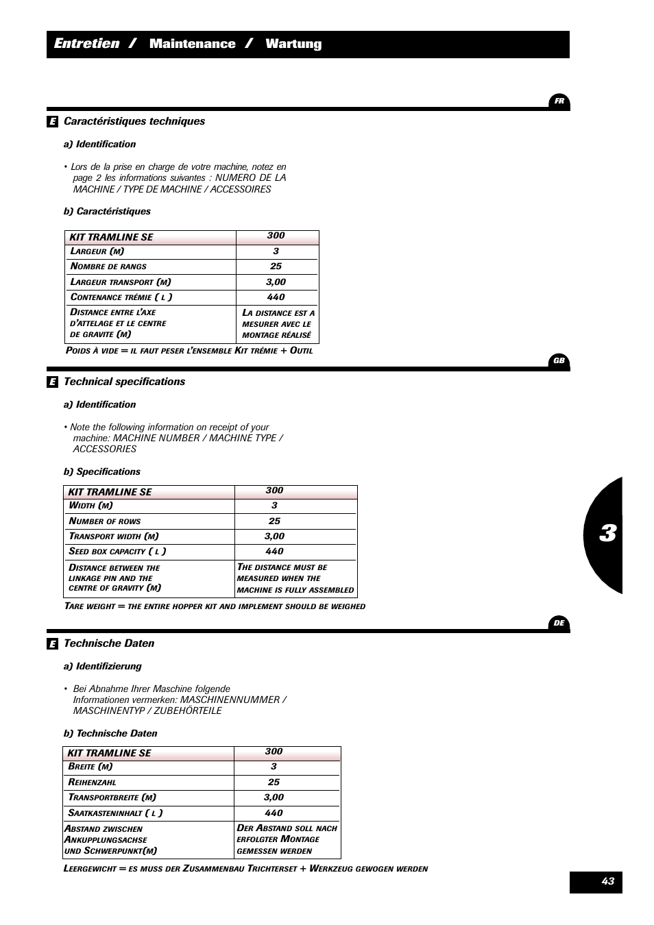 Entretien, Maintenance, Wartung | Sulky Kit Tramline SE User Manual | Page 45 / 77