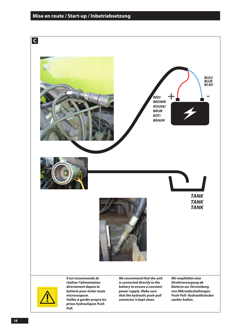 Tank, Mise en route / start-up / inbetriebsetzung | Sulky Kronos User Manual | Page 18 / 67