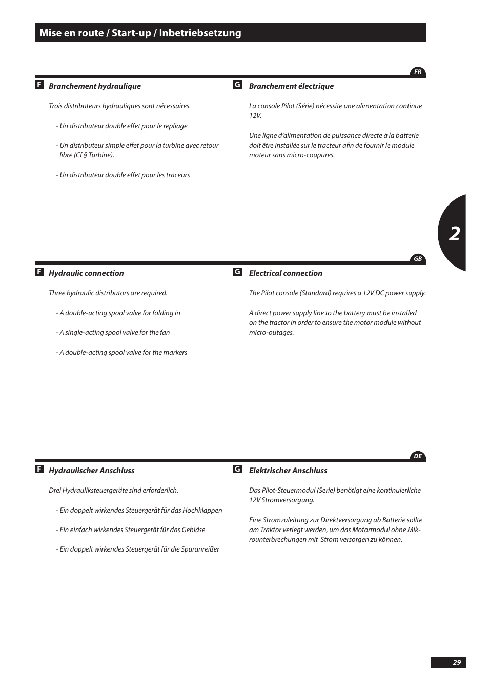Mise en route / start-up / inbetriebsetzung | Sulky Kronos User Manual | Page 29 / 67
