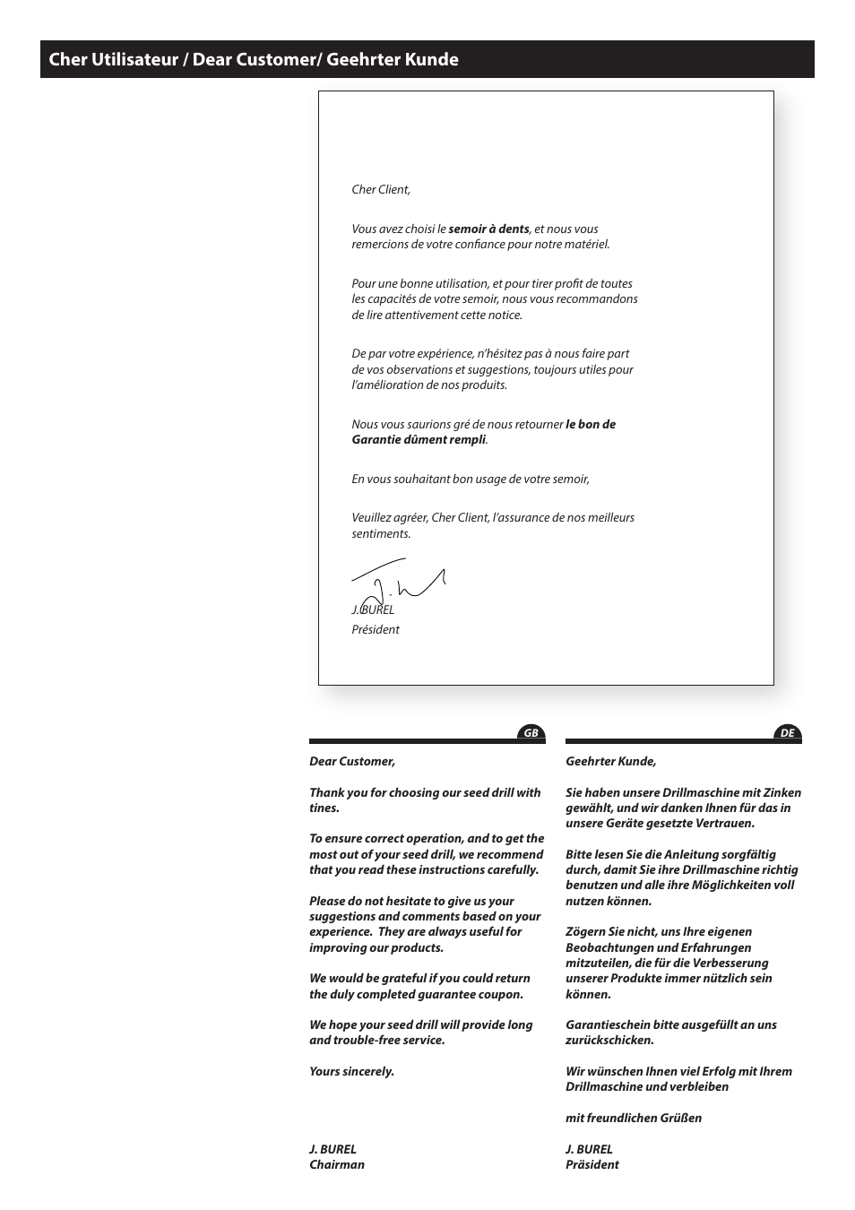 Cher utilisateur / dear customer/ geehrter kunde | Sulky Kronos User Manual | Page 3 / 67