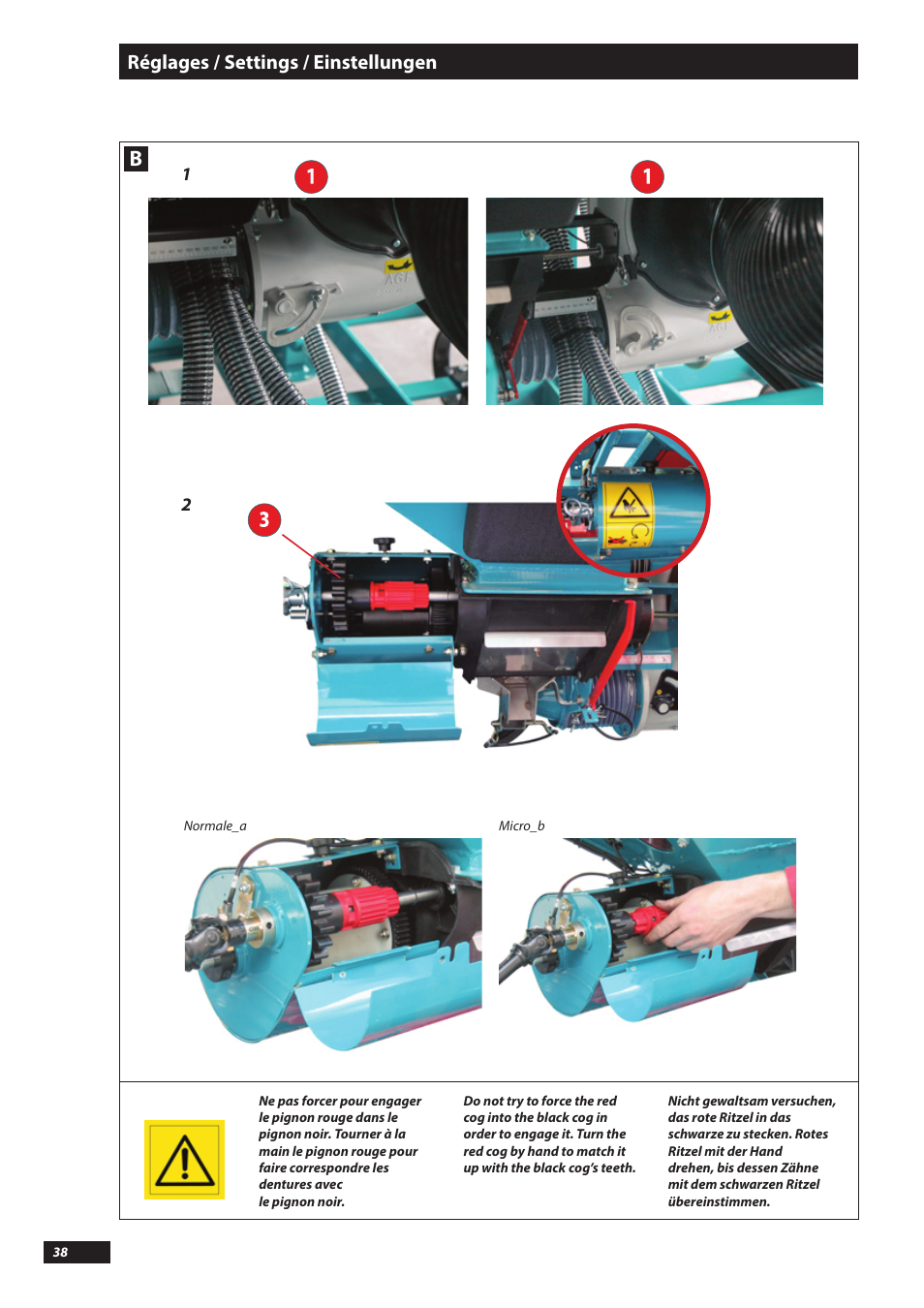 Réglages / settings / einstellungen | Sulky Kronos User Manual | Page 38 / 67