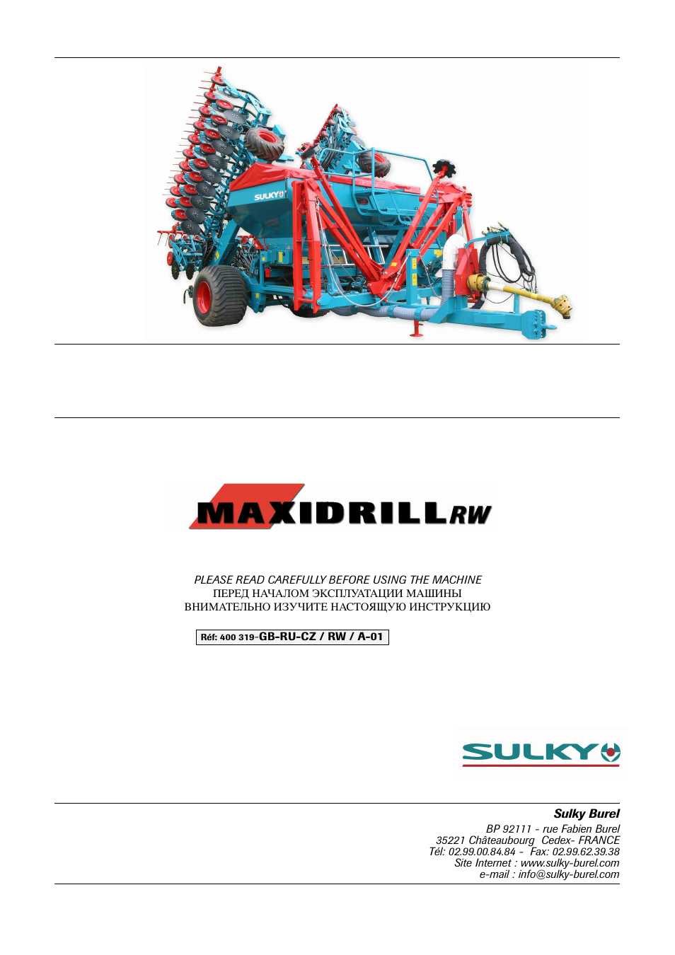 Sulky Maxidrill RW User Manual | 81 pages