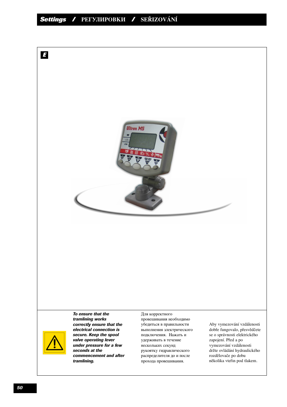 Settings, Seřizování e | Sulky Maxidrill RW User Manual | Page 52 / 81