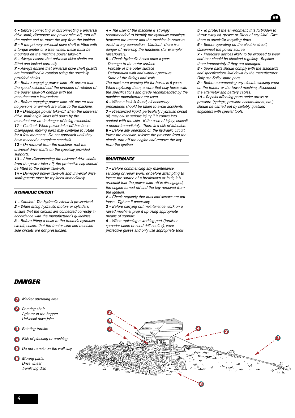 Danger | Sulky Maxidrill RW User Manual | Page 6 / 81