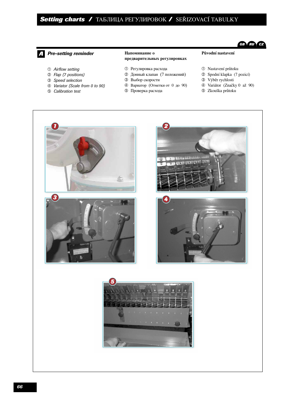 Setting charts | Sulky Maxidrill RW User Manual | Page 68 / 81