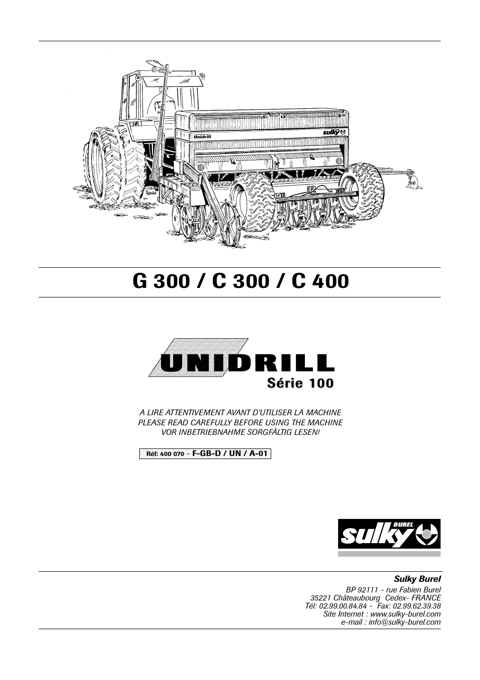 Sulky Unidrill série 100 User Manual | 79 pages