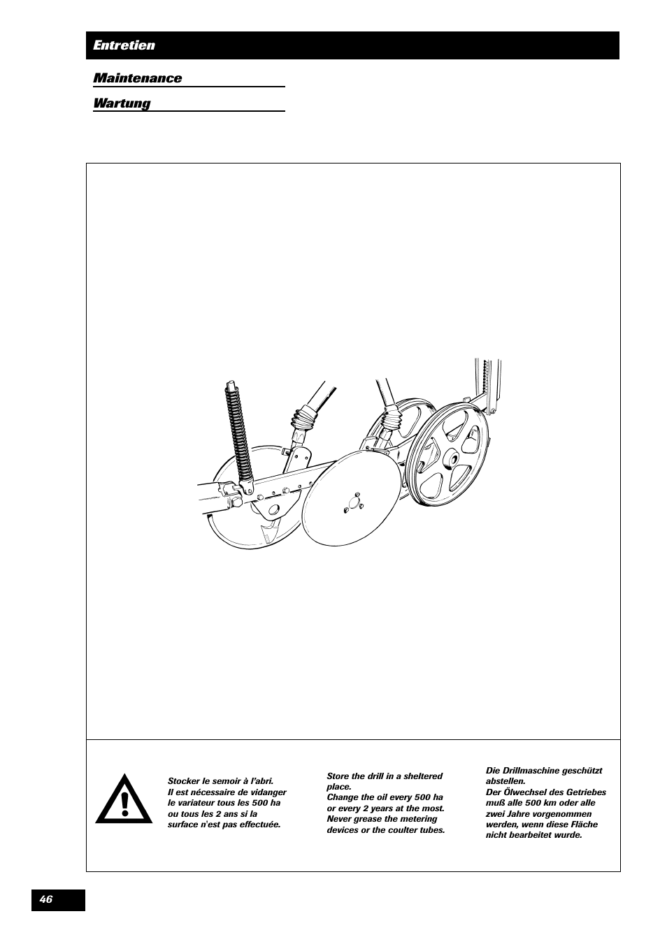 Entretien maintenance wartung | Sulky Unidrill série 100 User Manual | Page 47 / 79