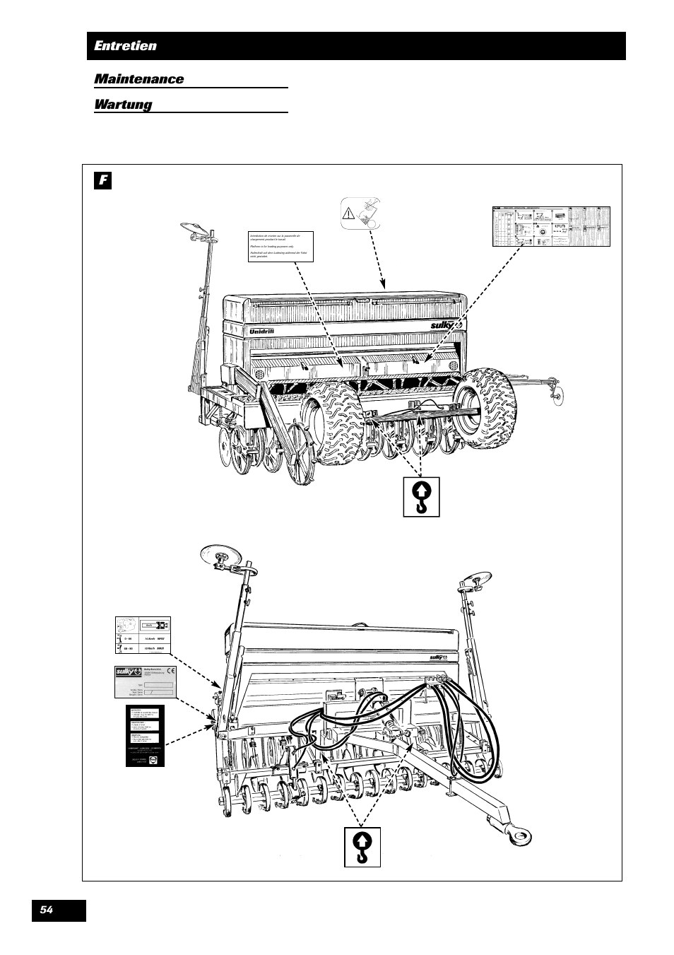 Entretien maintenance wartung f | Sulky Unidrill série 100 User Manual | Page 55 / 79