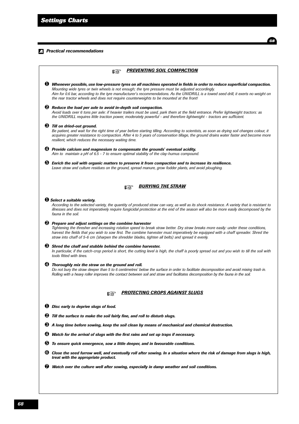 Settings charts | Sulky Unidrill série 100 User Manual | Page 69 / 79
