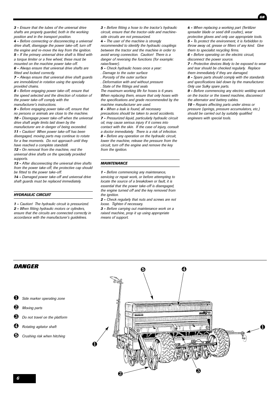 Lo m n l, Danger | Sulky Unidrill série 100 User Manual | Page 7 / 79