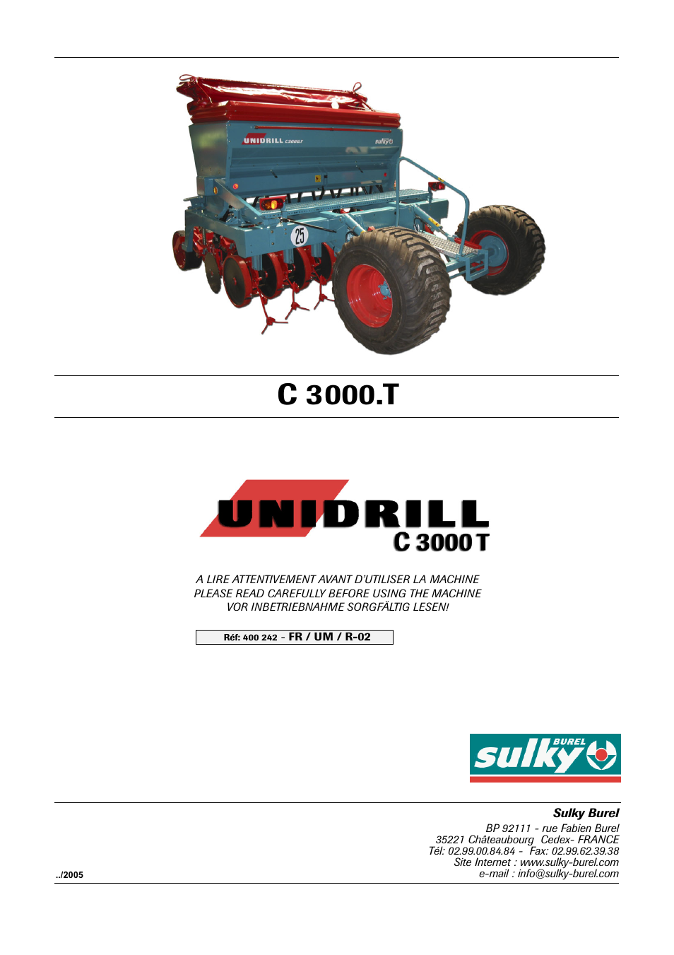 Sulky Unidrill C3000T User Manual | 94 pages