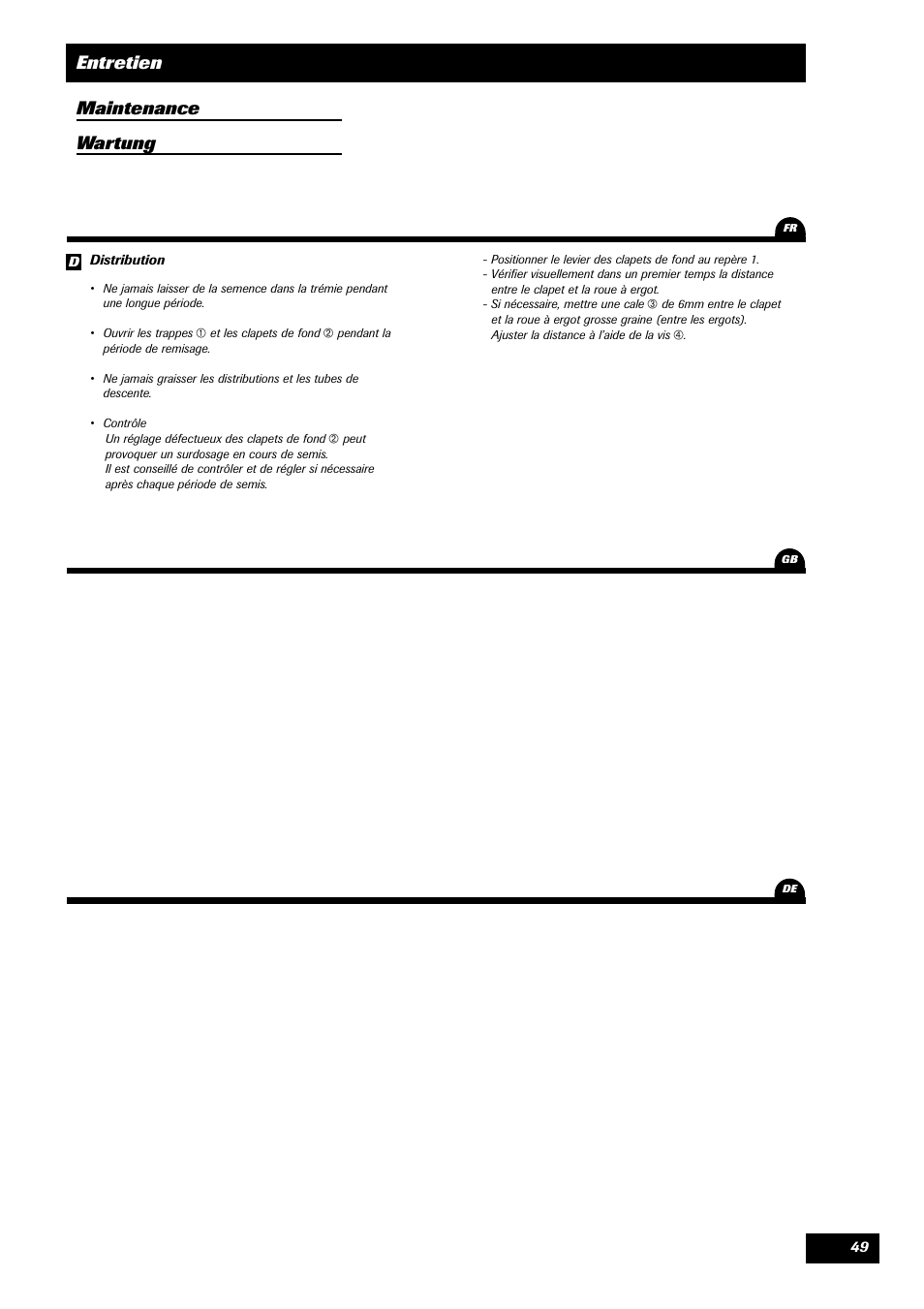 Entretien maintenance wartung | Sulky Unidrill C3000T User Manual | Page 50 / 94