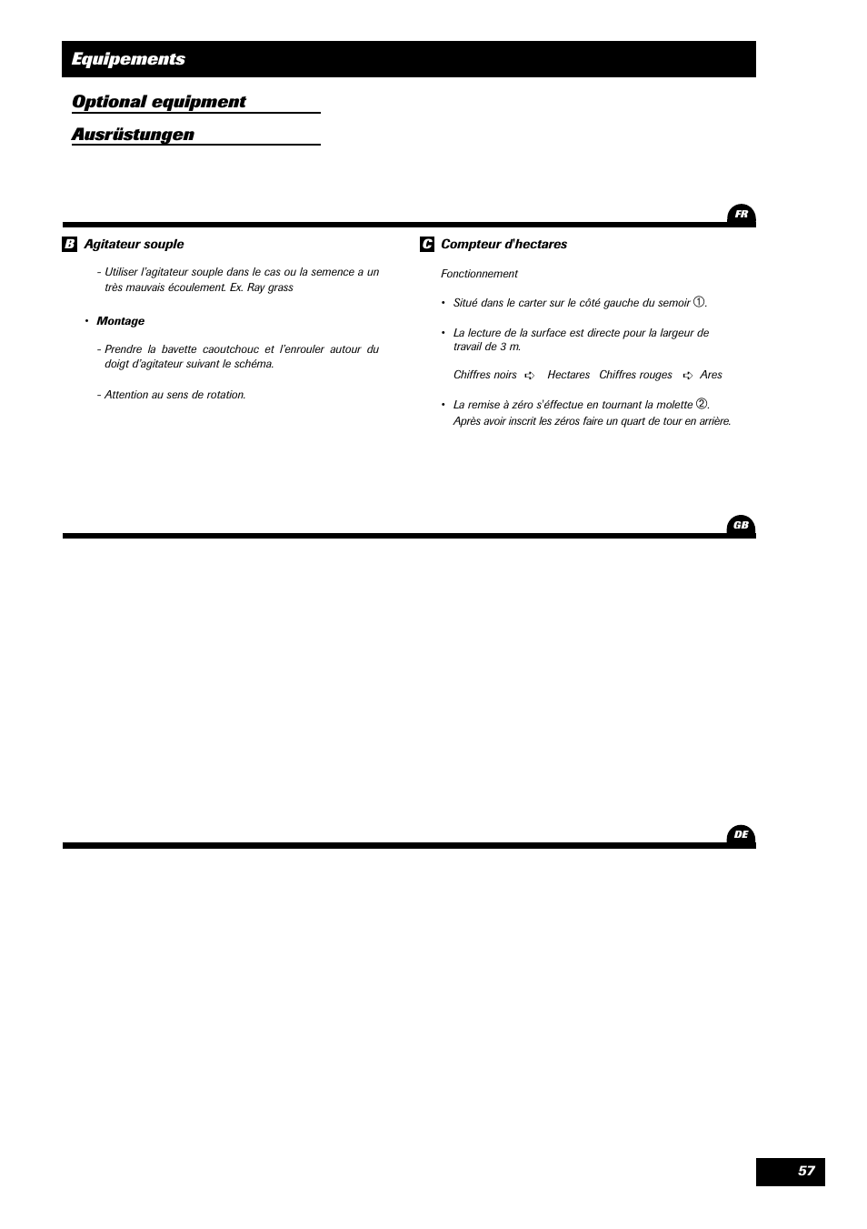 Equipements optional equipment ausrüstungen | Sulky Unidrill C3000T User Manual | Page 58 / 94