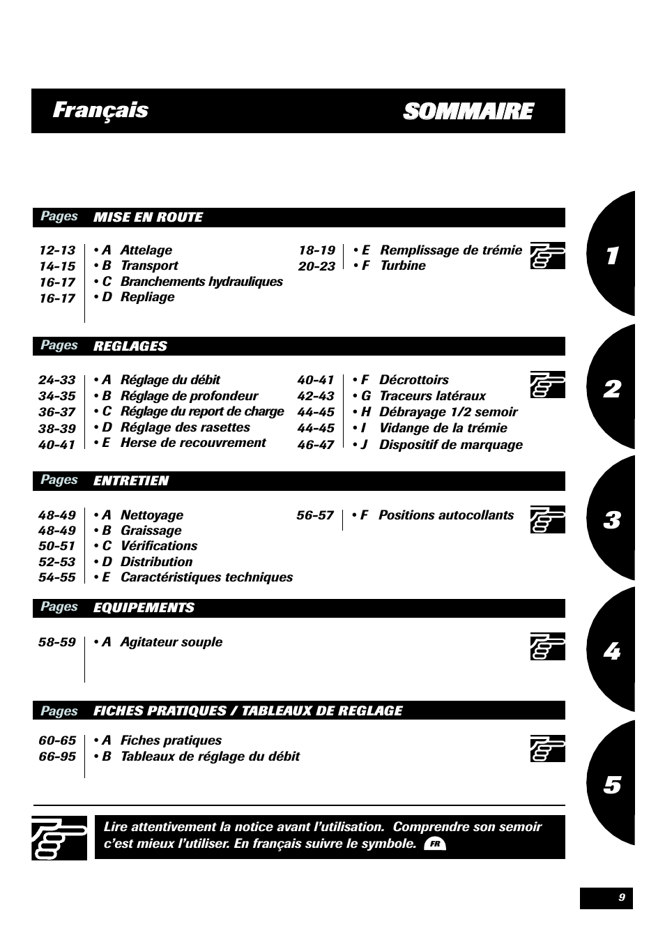 Sso om mm ma aiir re e français | Sulky Unidrill W1000T User Manual | Page 11 / 97