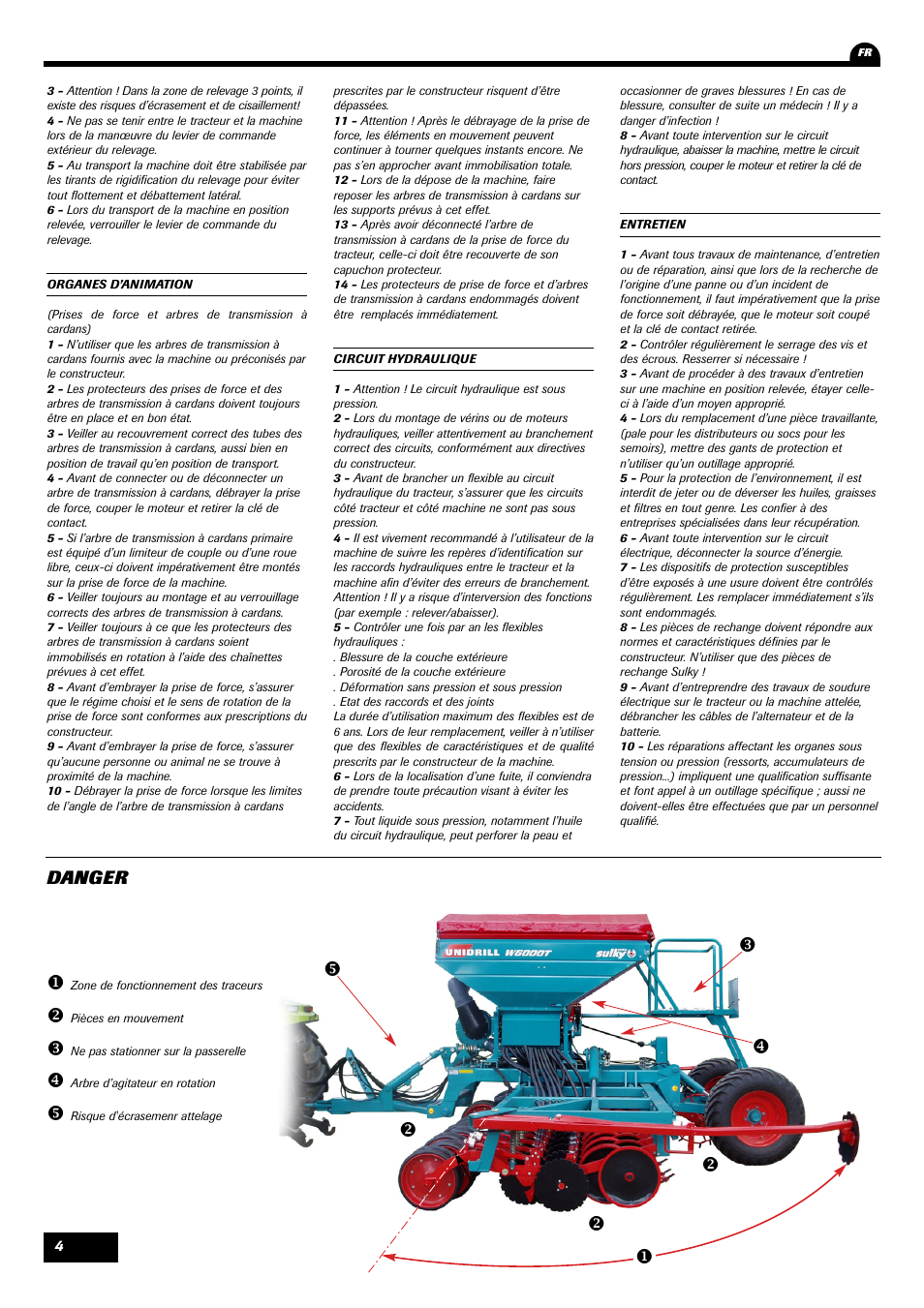 Danger | Sulky Unidrill W1000T User Manual | Page 6 / 97