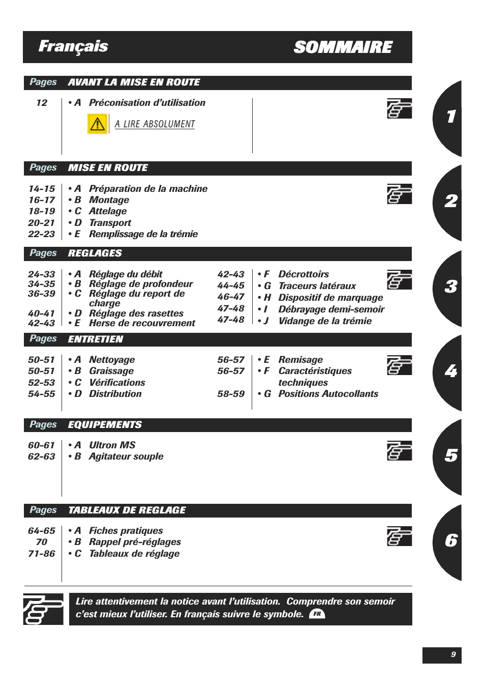 Ssommaire français | Sulky Easydrill User Manual | Page 11 / 89