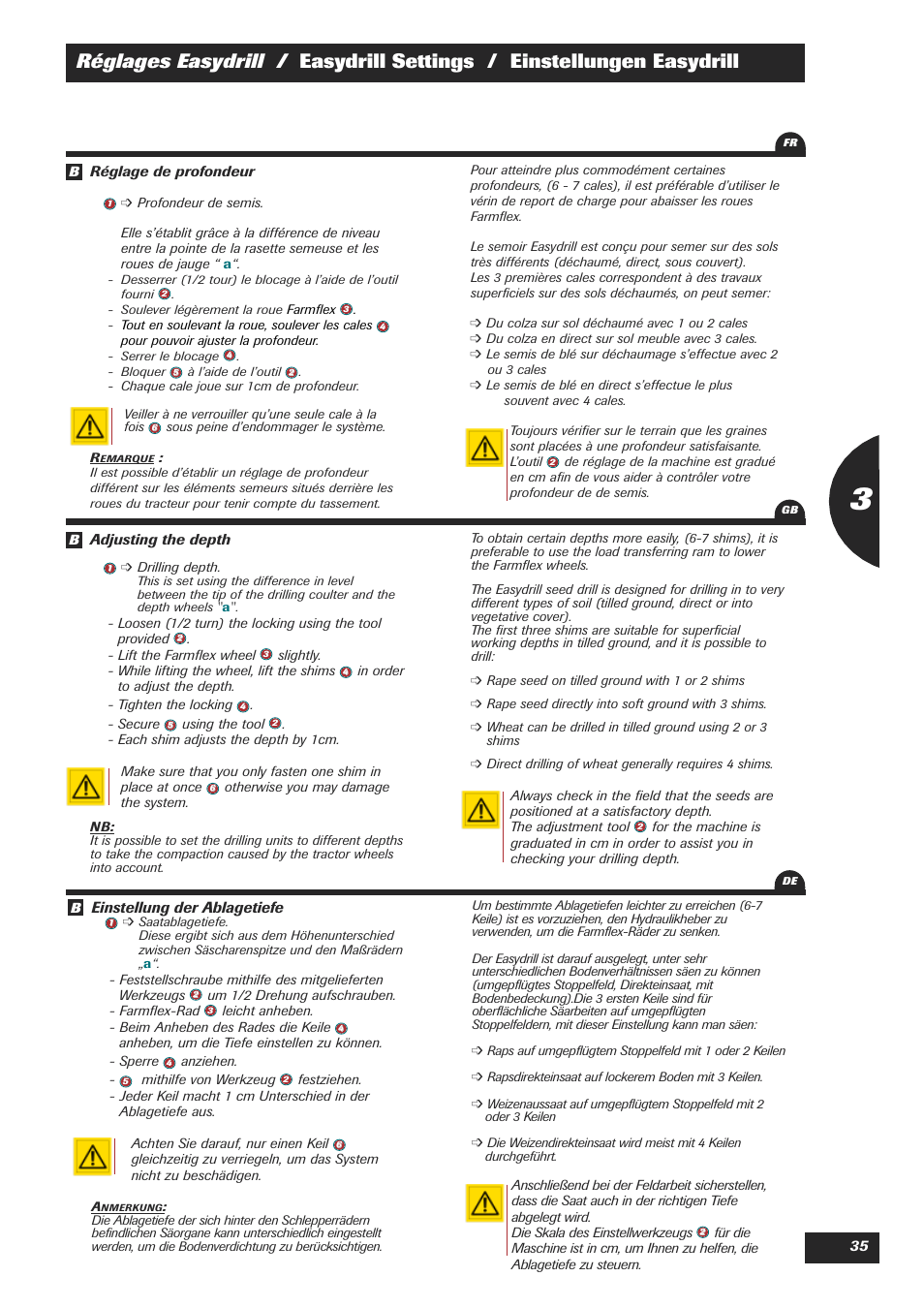 Einstellung der ablagetiefe | Sulky Easydrill User Manual | Page 37 / 89