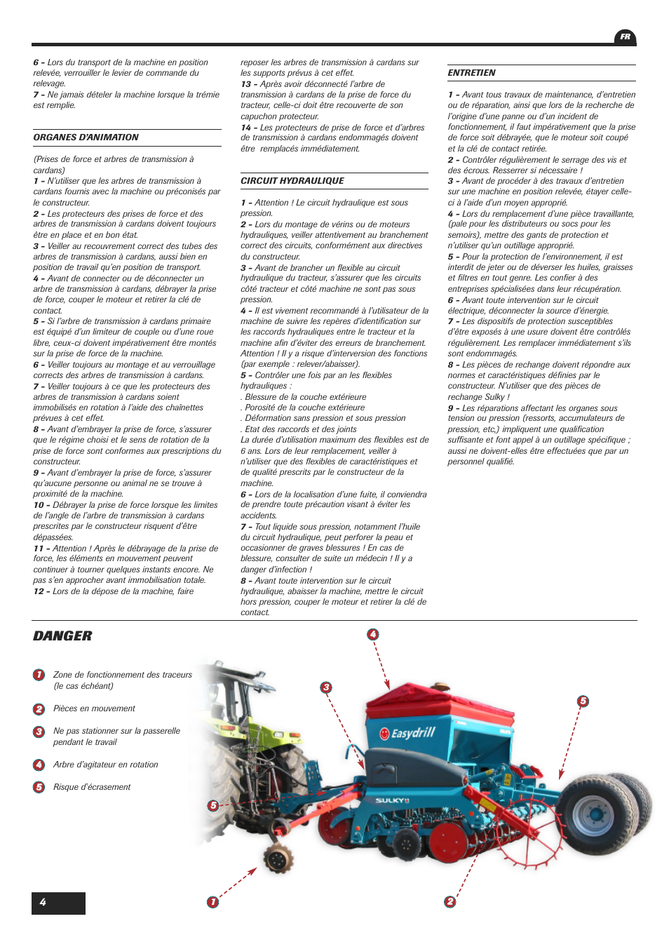 Danger | Sulky Easydrill User Manual | Page 6 / 89