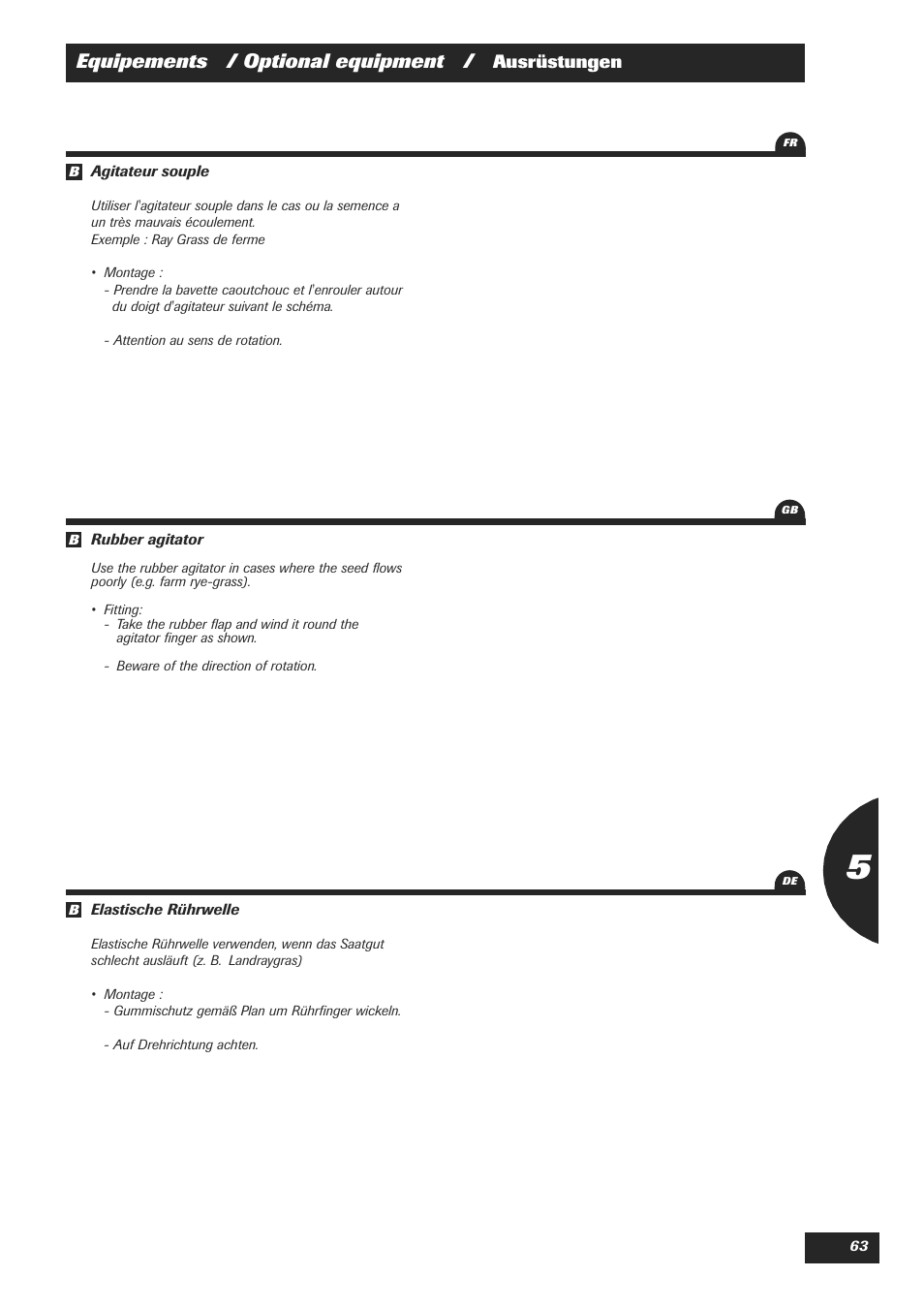 Equipements / optional equipment, Ausrüstungen | Sulky Easydrill User Manual | Page 65 / 89