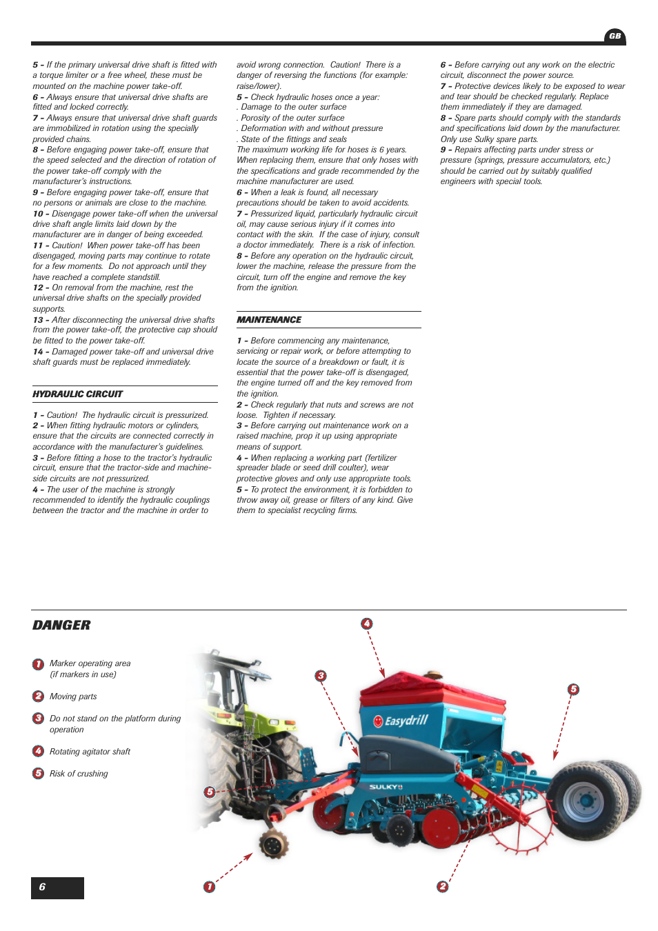 Danger | Sulky Easydrill User Manual | Page 8 / 89