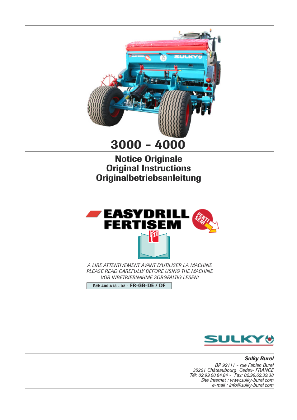 Sulky Easydrill Fertisem User Manual | 99 pages